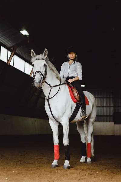 Chica sentada a caballo — Foto de Stock