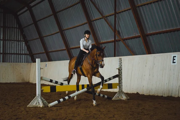 Meisje in outfit rijpaard — Stockfoto