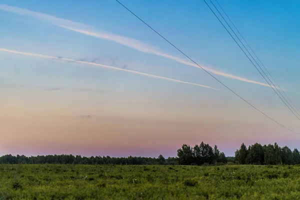 Landschap Veld Bij Zonsondergang — Stockfoto