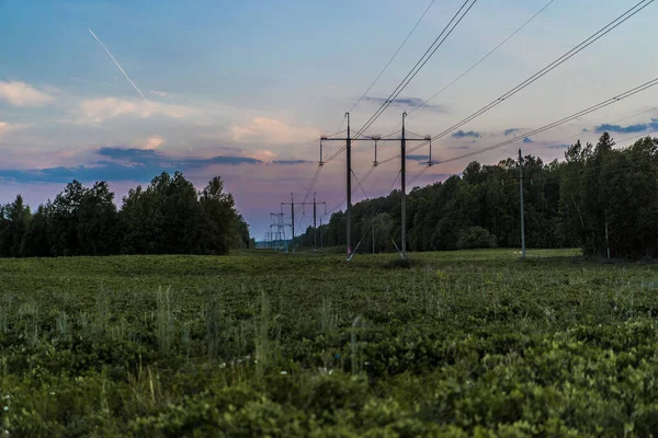 Landschap Veld Bij Zonsondergang — Stockfoto