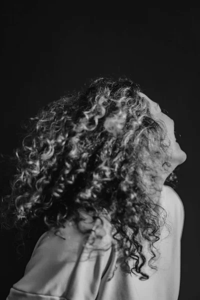 Young Woman Curly Hair Portrait Close Stock Photo