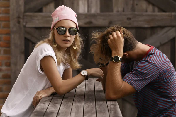 Close Romântico Retrato Beleza Feliz Casal Hipster Amor — Fotografia de Stock