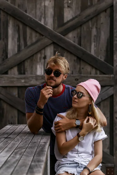 Närbild Romantisk Skönhet Porträtt Glada Hipster Par Lov — Stockfoto