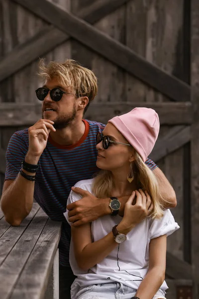 Närbild Romantisk Skönhet Porträtt Glada Hipster Par Lov — Stockfoto