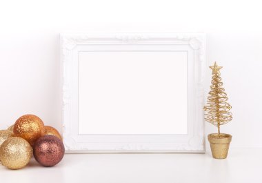 Beyaz bir çerçeve ile stok fotoğraf Noel mockup tarz