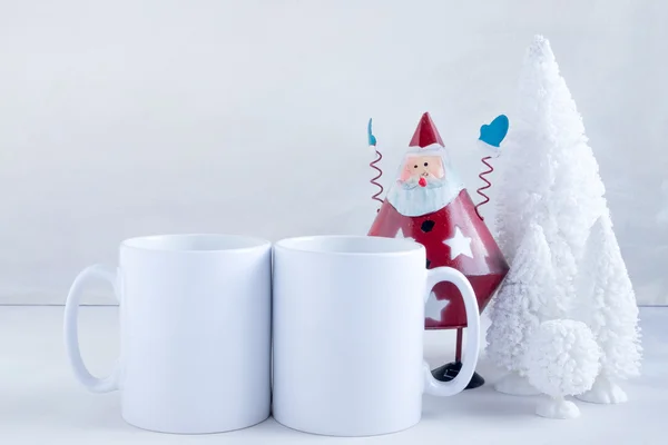 Mockup Styled Stock Product Image, two white mugs that you can add your custom design / quote to . — стоковое фото