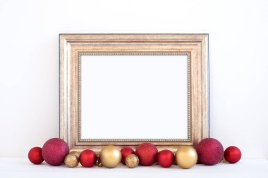 Altın çerçeve ile stok fotoğraf Noel mockup tarz
