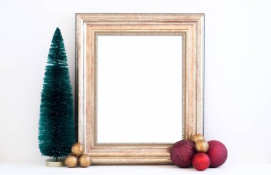 Altın çerçeve ile stok fotoğraf Noel mockup tarz