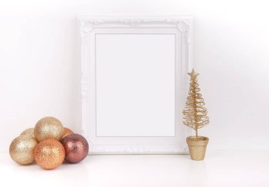 Beyaz bir çerçeve ile stok fotoğraf Noel mockup tarz