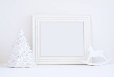 Beyaz bir çerçeve ile stok fotoğraf Noel mockup tarz