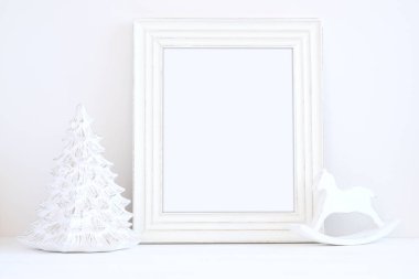 Beyaz bir çerçeve ile stok fotoğraf Noel mockup tarz
