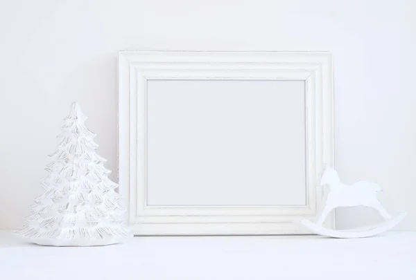 Beyaz bir çerçeve ile stok fotoğraf Noel mockup tarz
