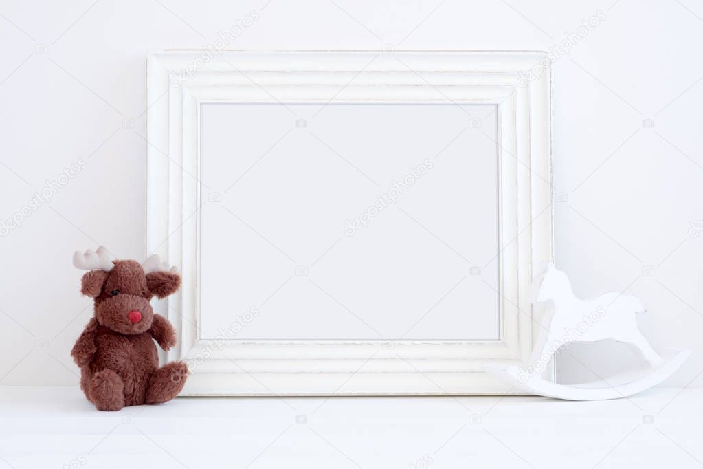 Christmas mockup styled stock photography with white frame