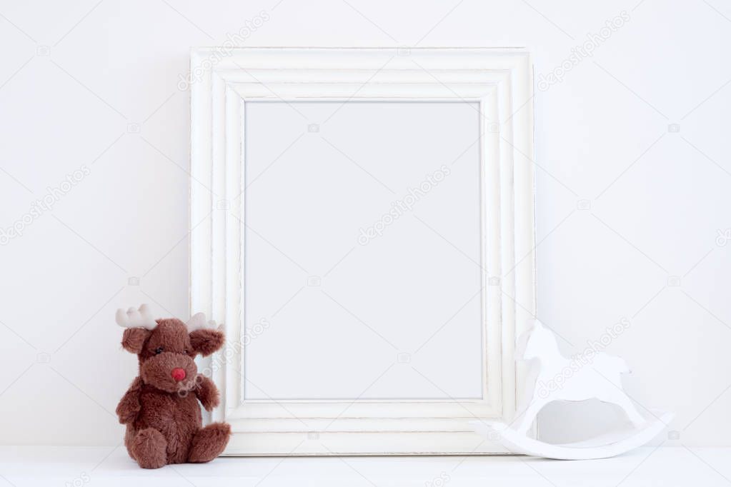 Christmas mockup styled stock photography with white frame