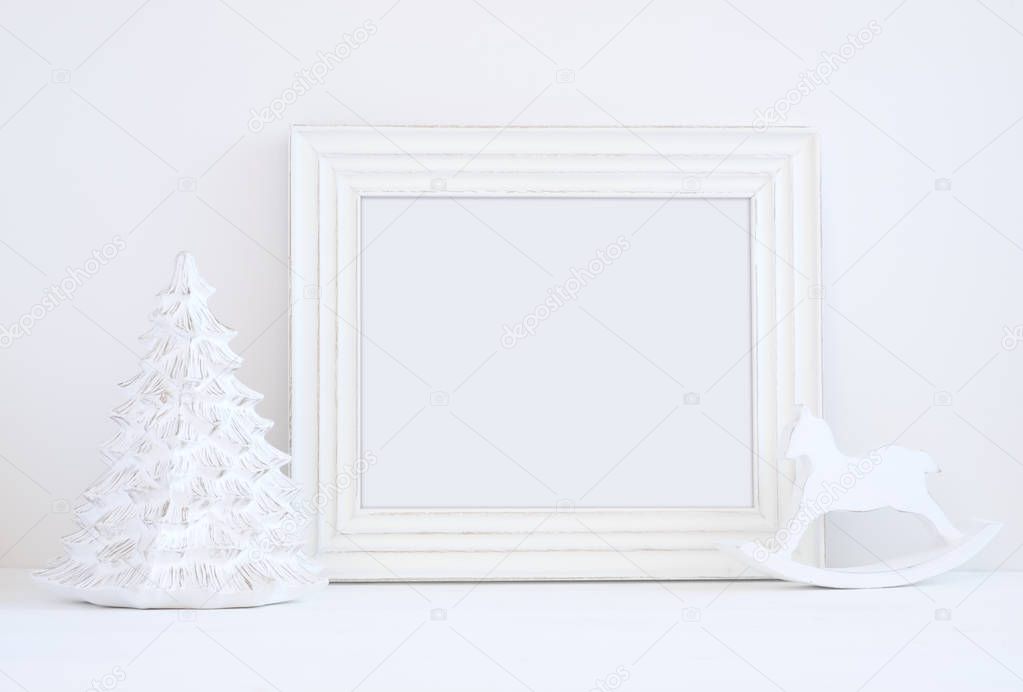 Christmas mockup styled stock photography with white frame