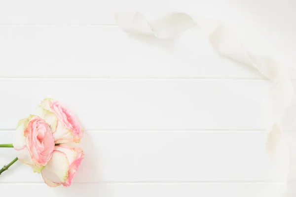 Floral Flatlay maqueta estilo stock fotografía — Foto de Stock