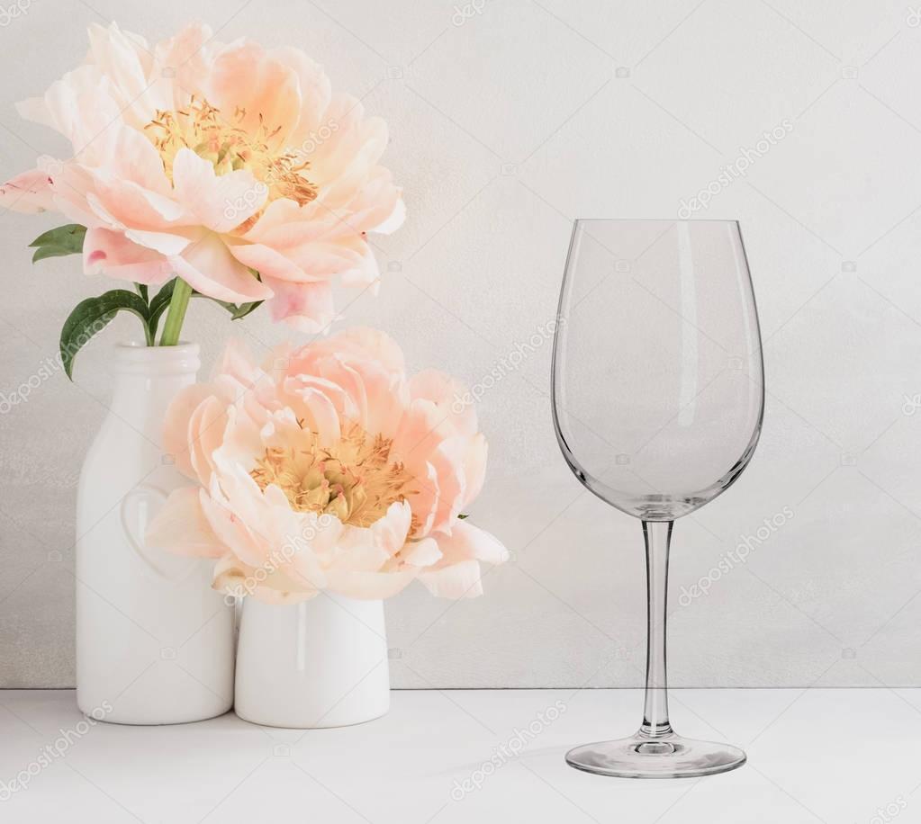 Download Decal mockup | Floral Mockup - one empty wine glass — Stock Photo © Capdesign #164243316