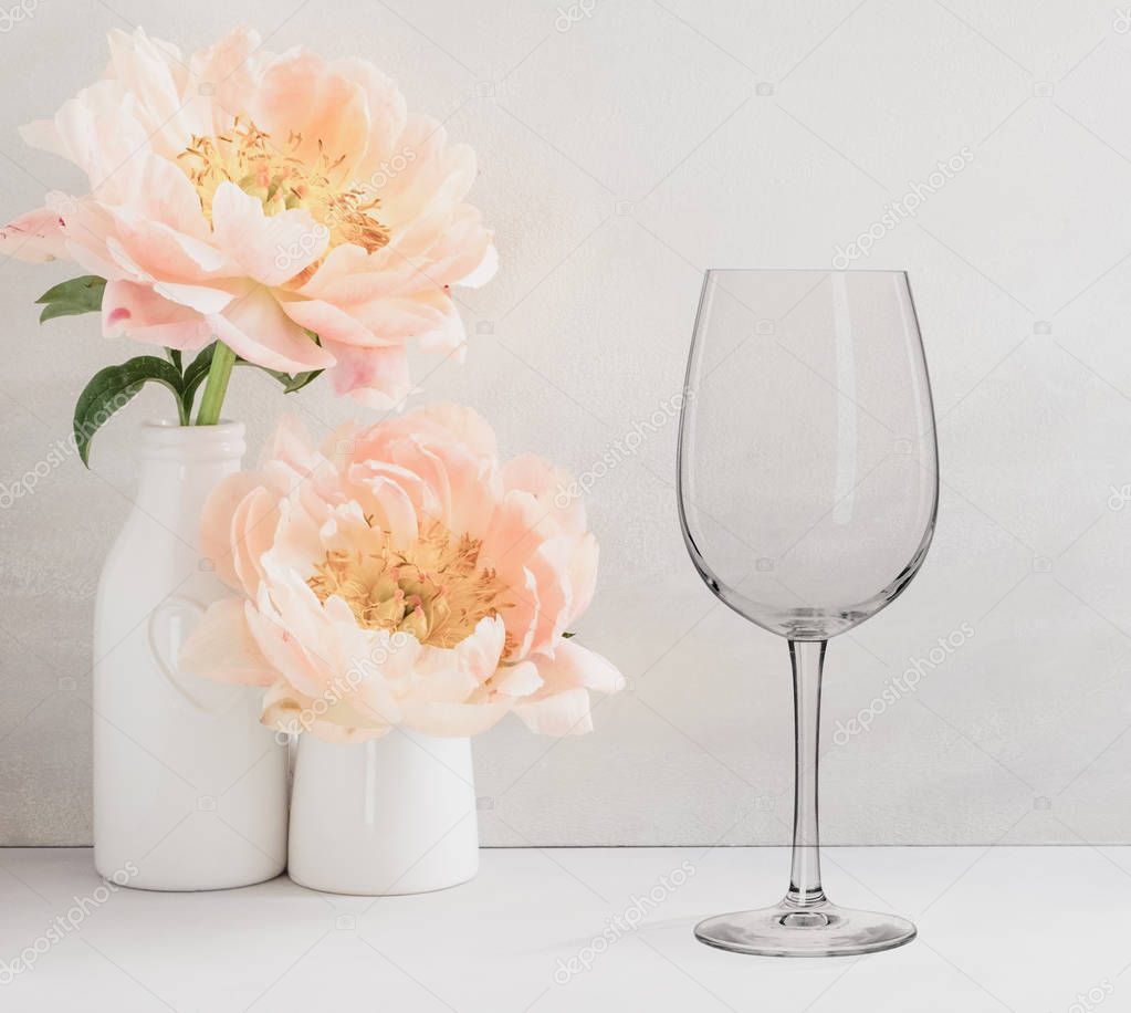 Download Decal mockup | Floral Mockup - one empty wine glass — Stock Photo © Capdesign #164243316