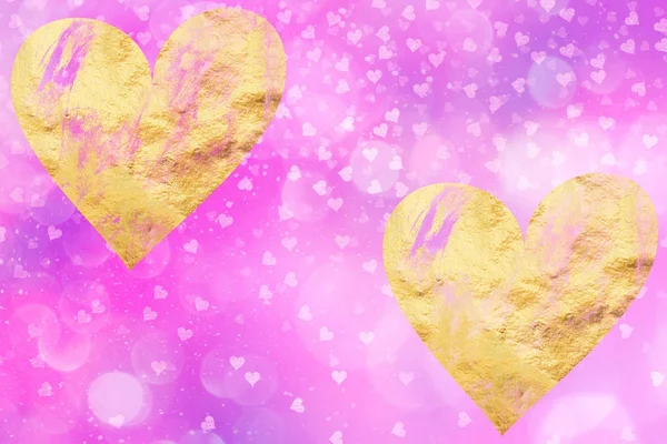 Valentines Social-Media-Hintergrund mit goldenen Herzen — Stockfoto