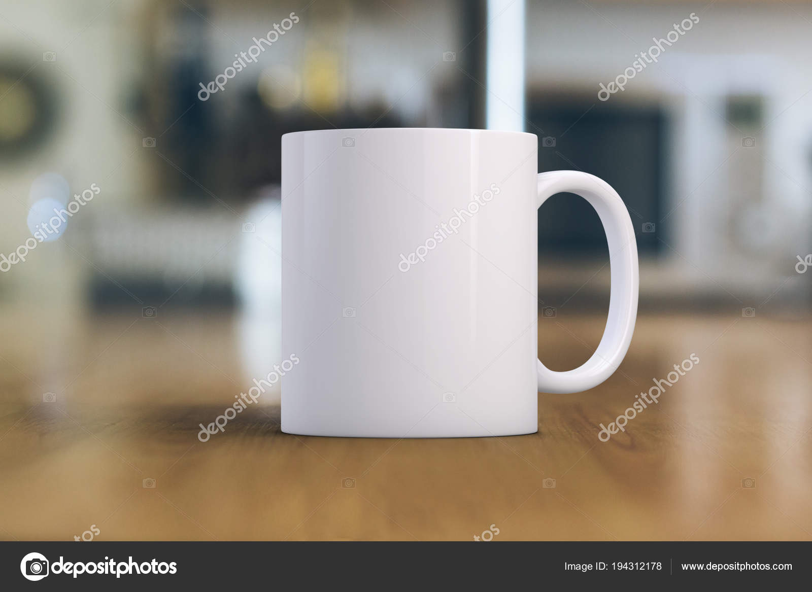Download White Coffee Mug Mockup Close White Mug Wooden Table Great Stock Photo Image By C Capdesign 194312178