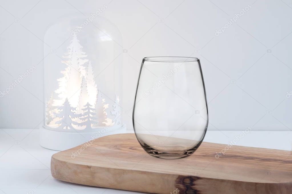 Christmas stemless wine glass mockup