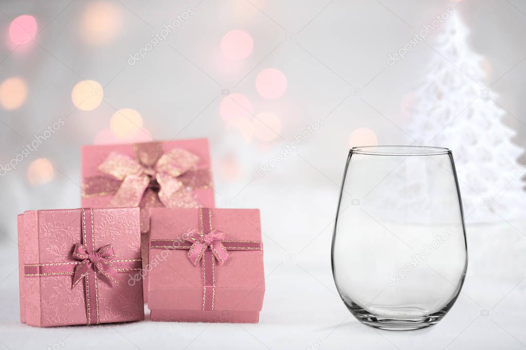 Christmas stemless wine glass mockup