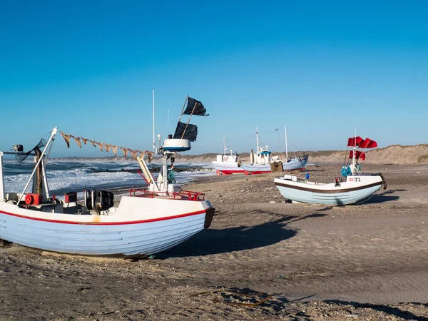 Fishing village with old wooden boats — Stock Photo, Image