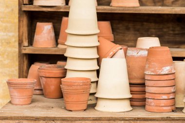 romantik pastoral bitki tablo bahçesinde bulunan eski retro pişmiş toprak çömlek saksı