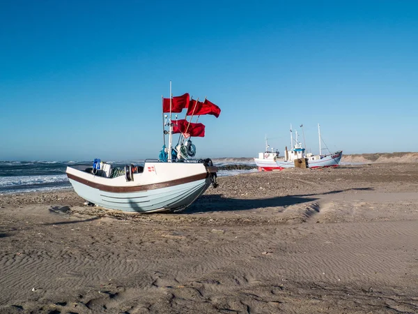 Fishing village with old wooden boats — Stock Photo, Image