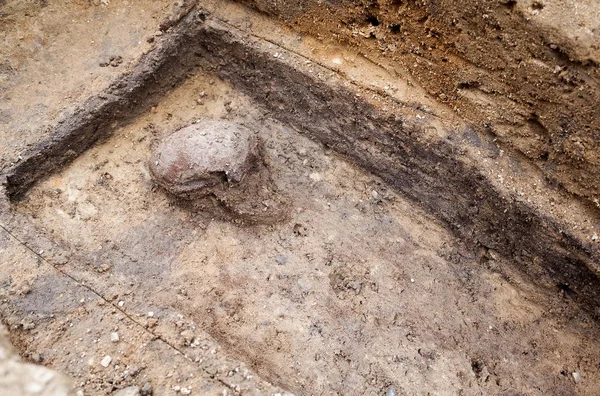 Excavación arqueológica con esqueletos — Foto de Stock