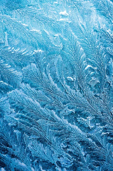 Der eiskalte Frost bildet Eiskristalle in wunderschönen, einzigartigen Mustern — Stockfoto