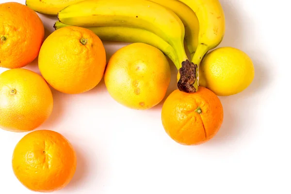 Κίτρινο Υγιή Οργανικά Φρούτα Πορτοκάλια Μπανάνες Γκρέιπφρουτ Και Λεμόνι — Φωτογραφία Αρχείου