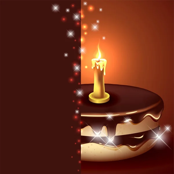 Chokladtårta med ljus — Stock vektor
