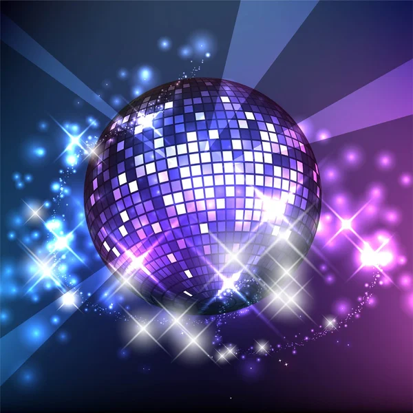 Sparkling disco ball. Night party — Stock Vector