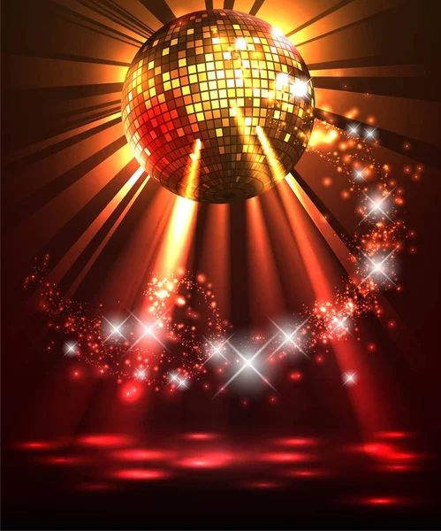 Boule de disco pétillante. Soirée nuit — Image vectorielle