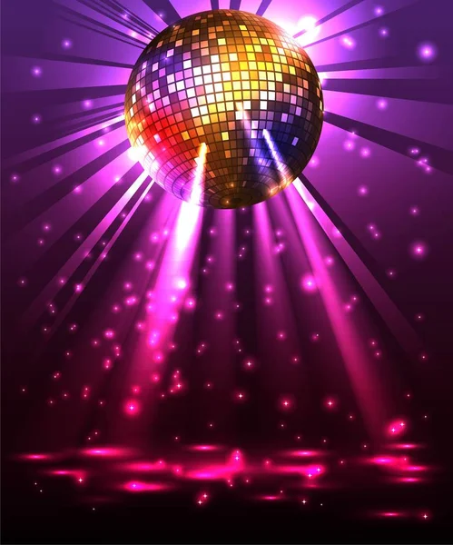 Boule de disco pétillante. Soirée nuit — Image vectorielle