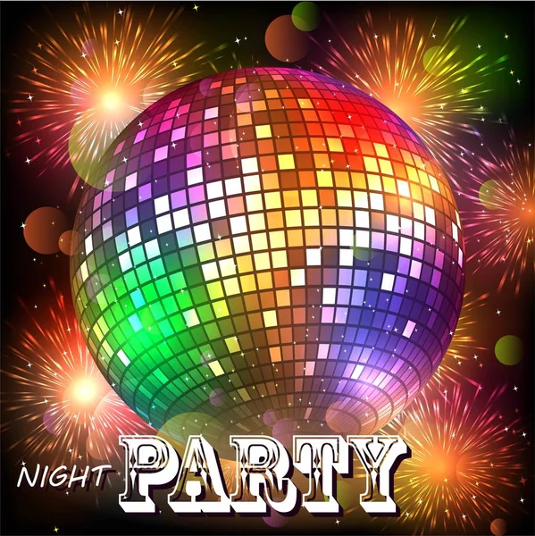 Sparkling disco ball. Night party — Stock Vector