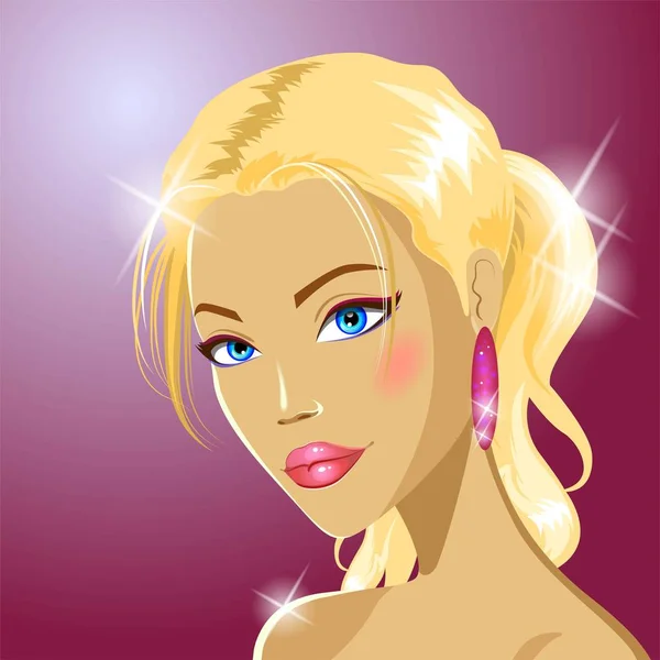 Vacker Blond kvinna stående Illustration — Stock vektor