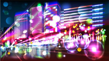 Yoğun trafik. Gece karayolu. Glitter iz 