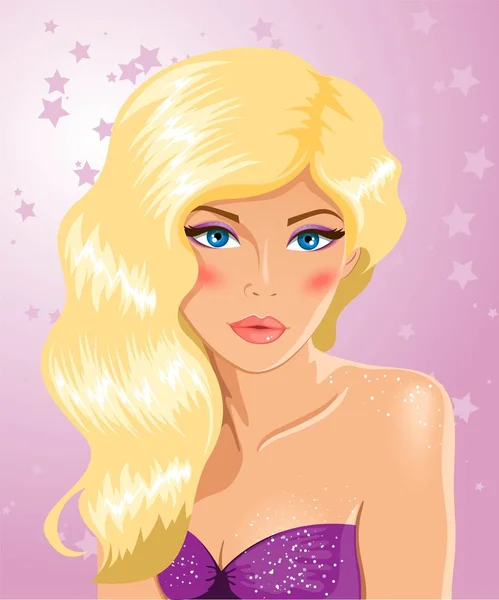 Beautiful Blond Woman Portrait Illustration — Stock Vector