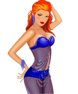 Şeffaf elbiseli güzel kızıl saçlı kız