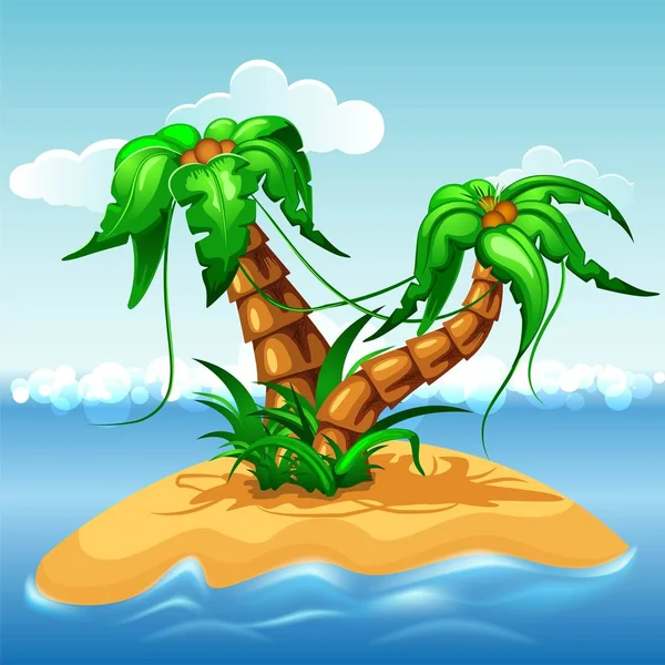 Isola tropicale con palme. — Vettoriale Stock