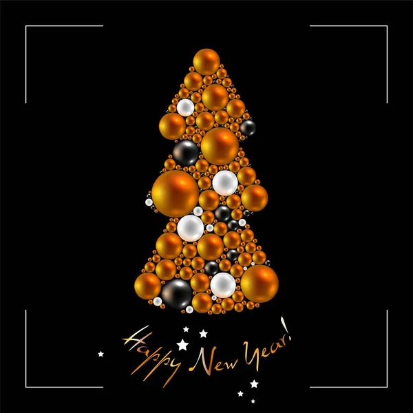 Carte Élégante Avec Arbre Noël Décoratif Boules — Image vectorielle