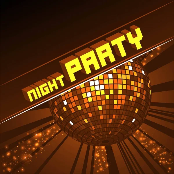 Sparkling Disco Ball Night Party Design Invitation Card — Stock Vector