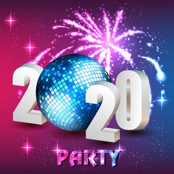 Christmas Background Numbers 2020 Disco Ball — Stock Vector