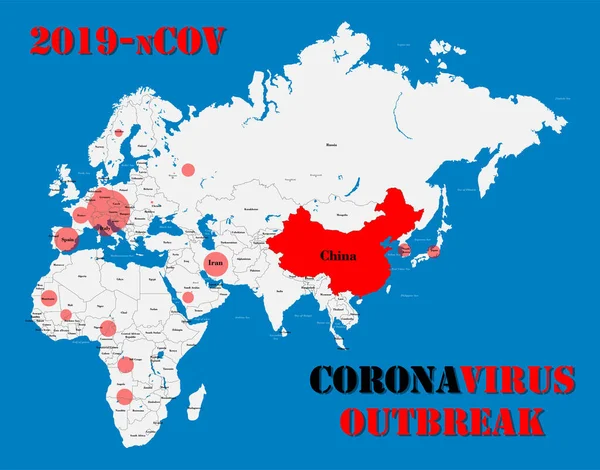 Mapa Świata Chiny Zaznaczone Mapie Czerwono Grafika Wektorowa