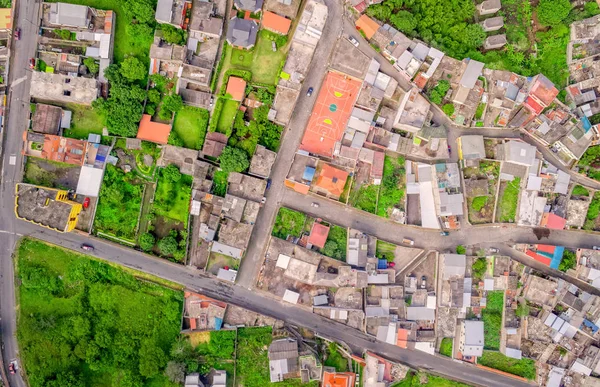Pemandangan Udara Dengan Jalan-jalan di Banos, Ekuador Stok Lukisan  