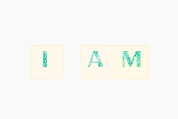 Daily Quotes Made By Green Letters Forming The Word I Am — Stock Photo, Image