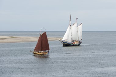 Yelkenli teknelerde Vlieland yakınındaki Wadden Denizi