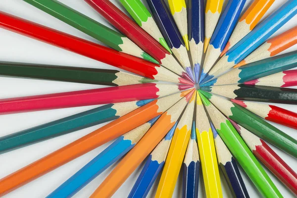 Color circle of pencils with complementary colors — Stock Photo, Image